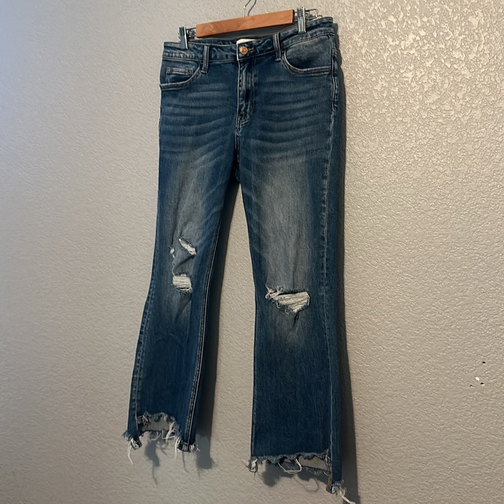 Flying Monkey Distressed Kick Flare Jeans - Picture 2 of 5